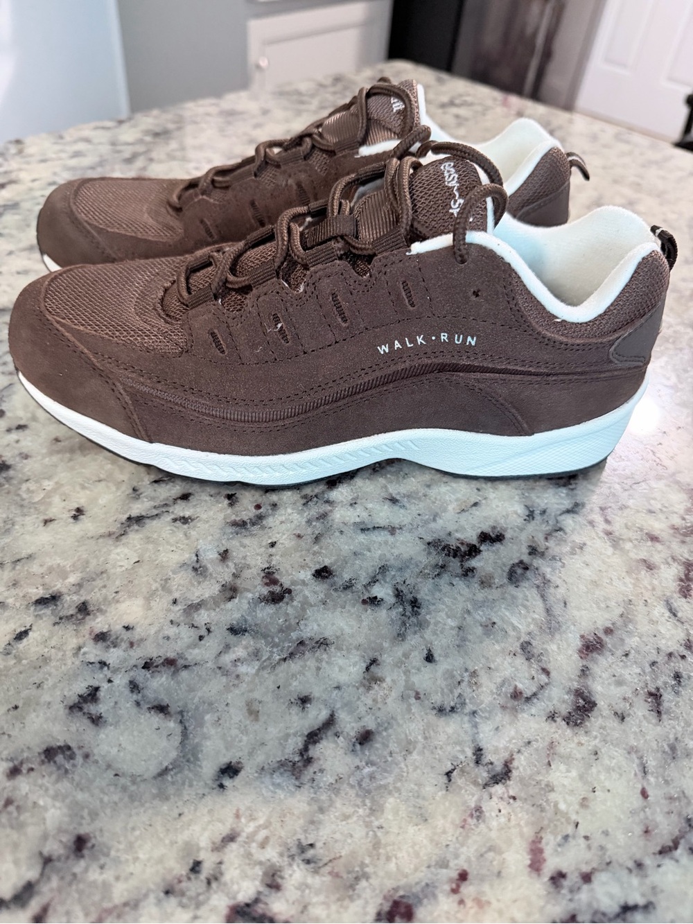 Easy Spirit Brown and White Walk-Run Women's Sneakers